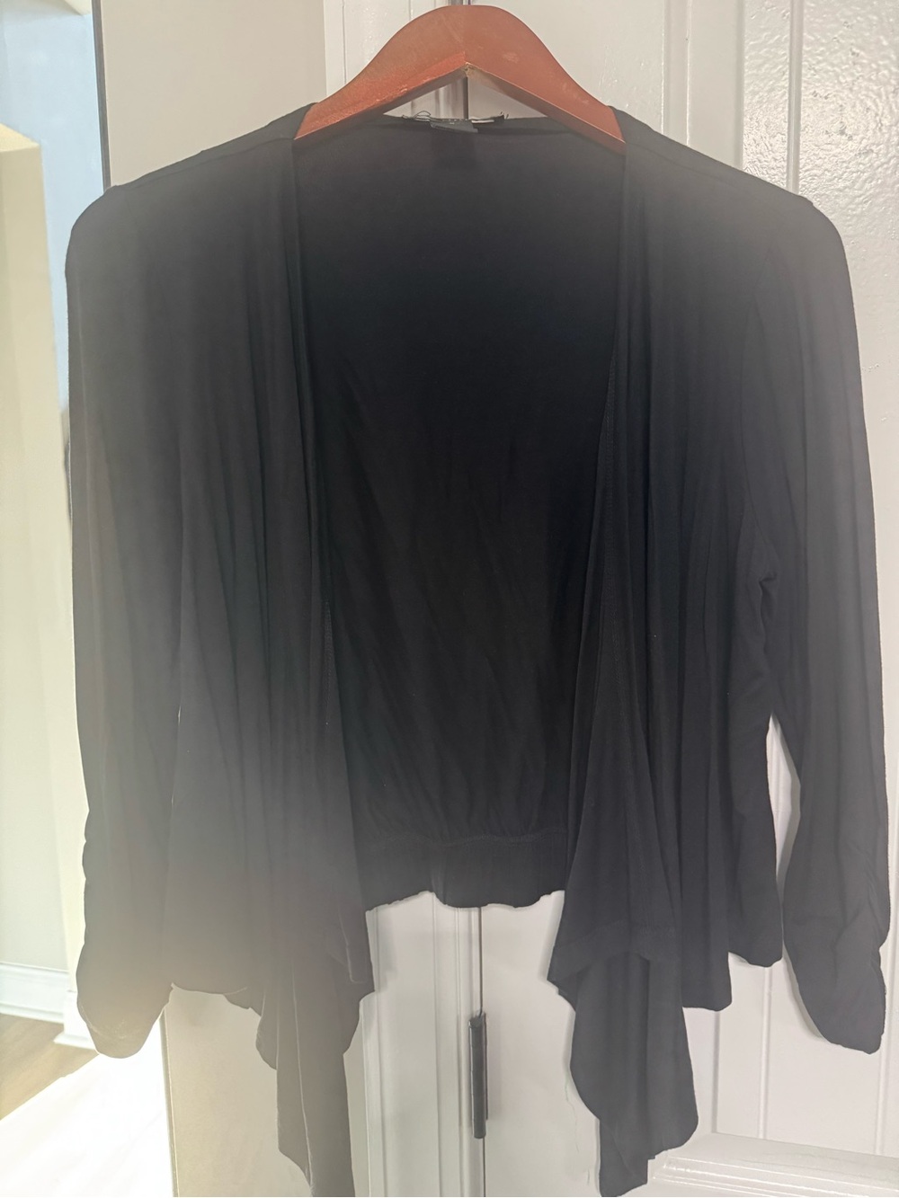 Grace Elements Black Draped Open Front Cardigan Size M